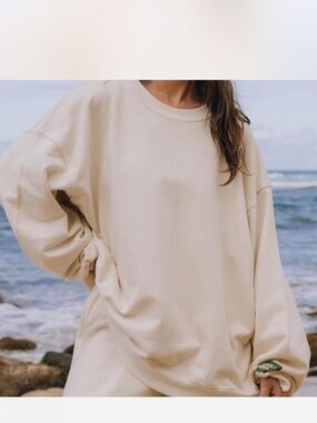 Daily Drills Cream Oversized Crewneck Sweatshirt